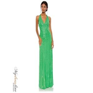 NWT Green Max Duggal Sequined Gown